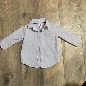 Janie and Jack Blue and White Striped Button Down Shirt size 3-6 months